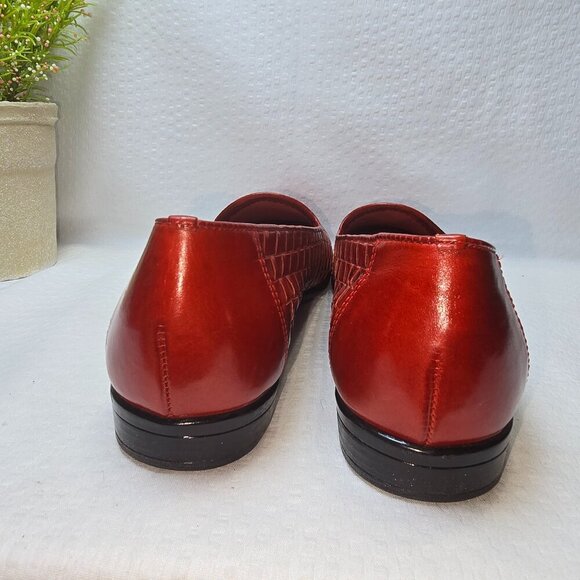 TROTTERS CHERRY RED LEATHER WOVEN LOAFERS WOMENS SIZE 9 EUC - Picture 6 of 11